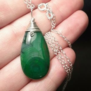 ♤DRAGON'S VEIN AGATE & 925SS NECKLACE♤